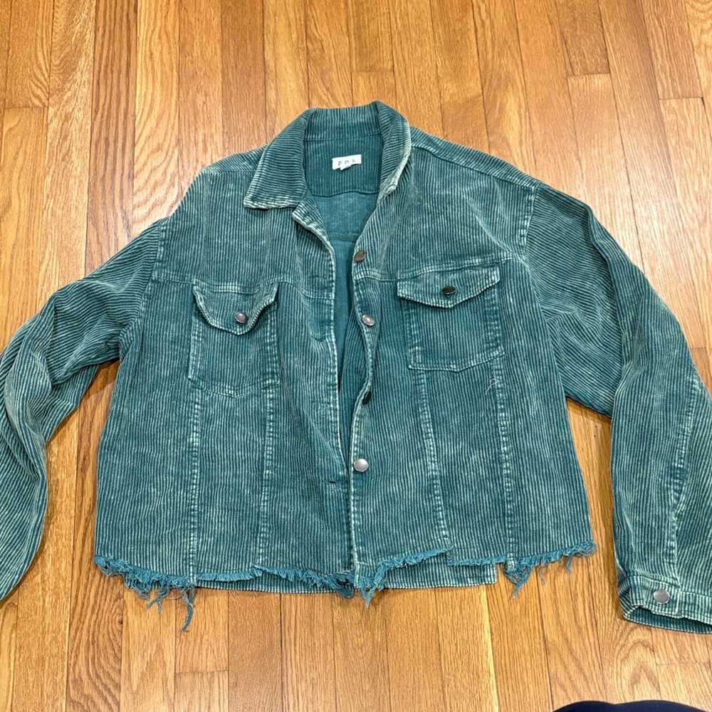 POL Green Corduroy Jean Jacket